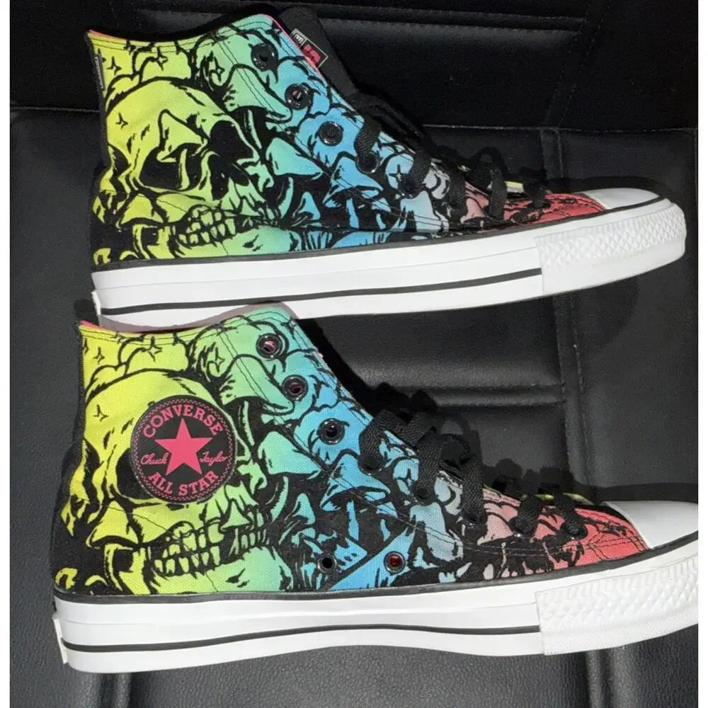 Converse CONS Skull Tie Dye High Top Sneakers Men 9 Women 11 - Picture 7 of 7